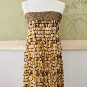 Gold White & Yellow Mod Print Cocktail dress
